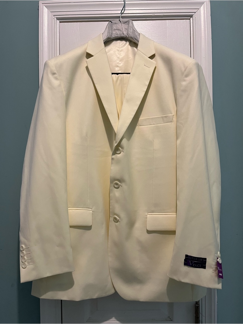 Vinci 3 Piece Suit Model Zegna Style 3TR-3 Men Size 44R 38W Color Ivory